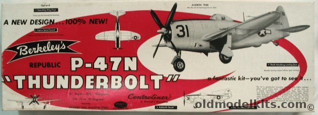 Berkeley Republic P-47N Thunderbolt Flying Model Airplane Kit, 5-6 595 plastic model kit